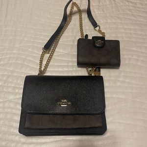 Coach Klare Crossbody in Black/Brown/Signature with Matching Wallet
